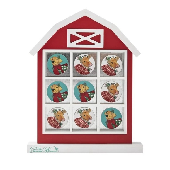 🌺 New The Pioneer Woman Holiday/Christmas Red Barn MDF Tic-Tac-Toe Game - Picture 8 of 12